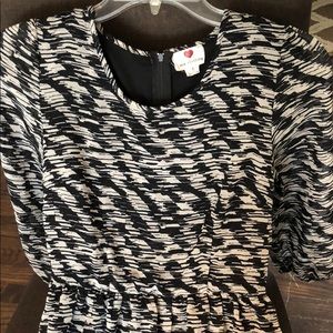 Black & nude high low quarter sleeves dress